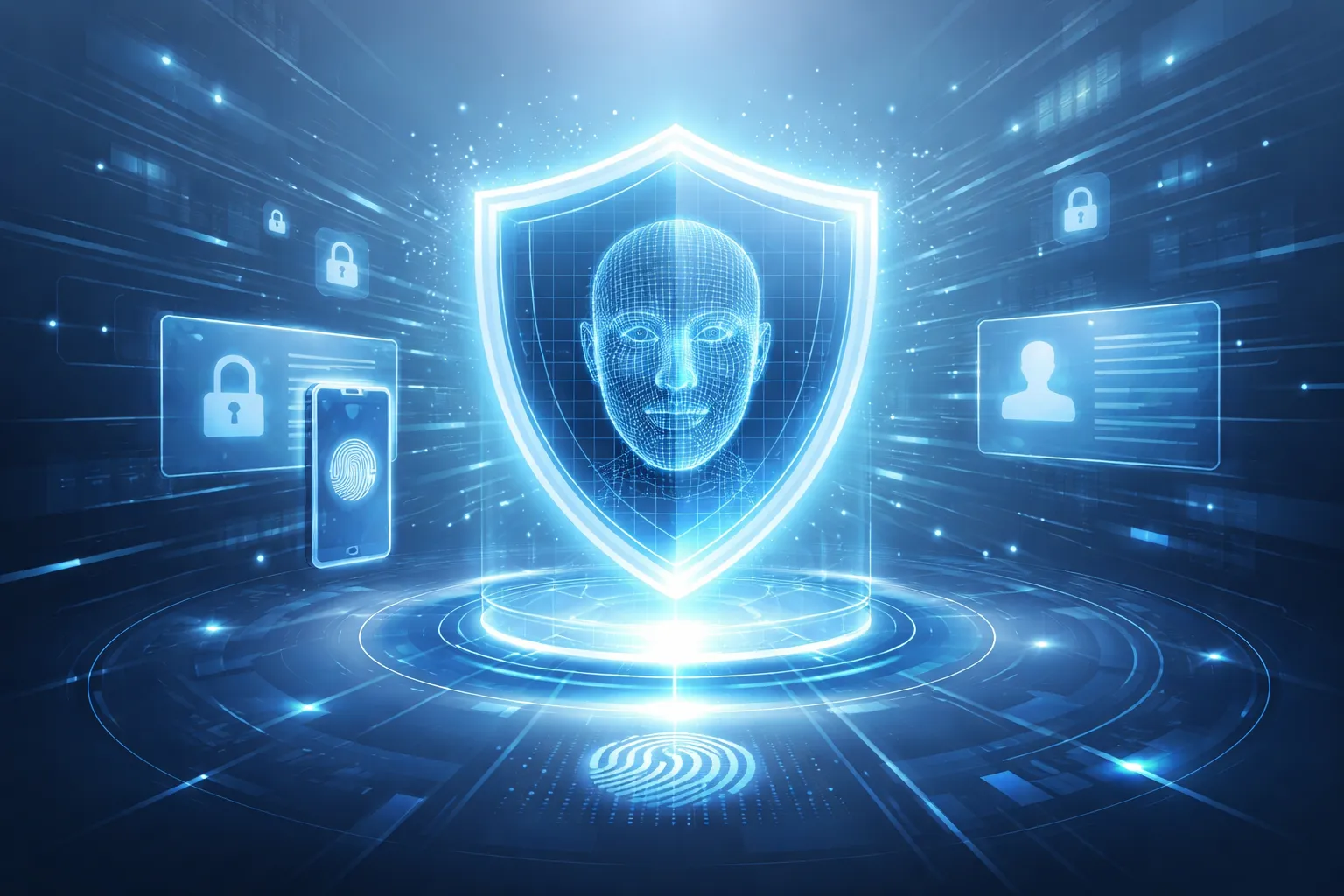 Abstract digital security shield concept